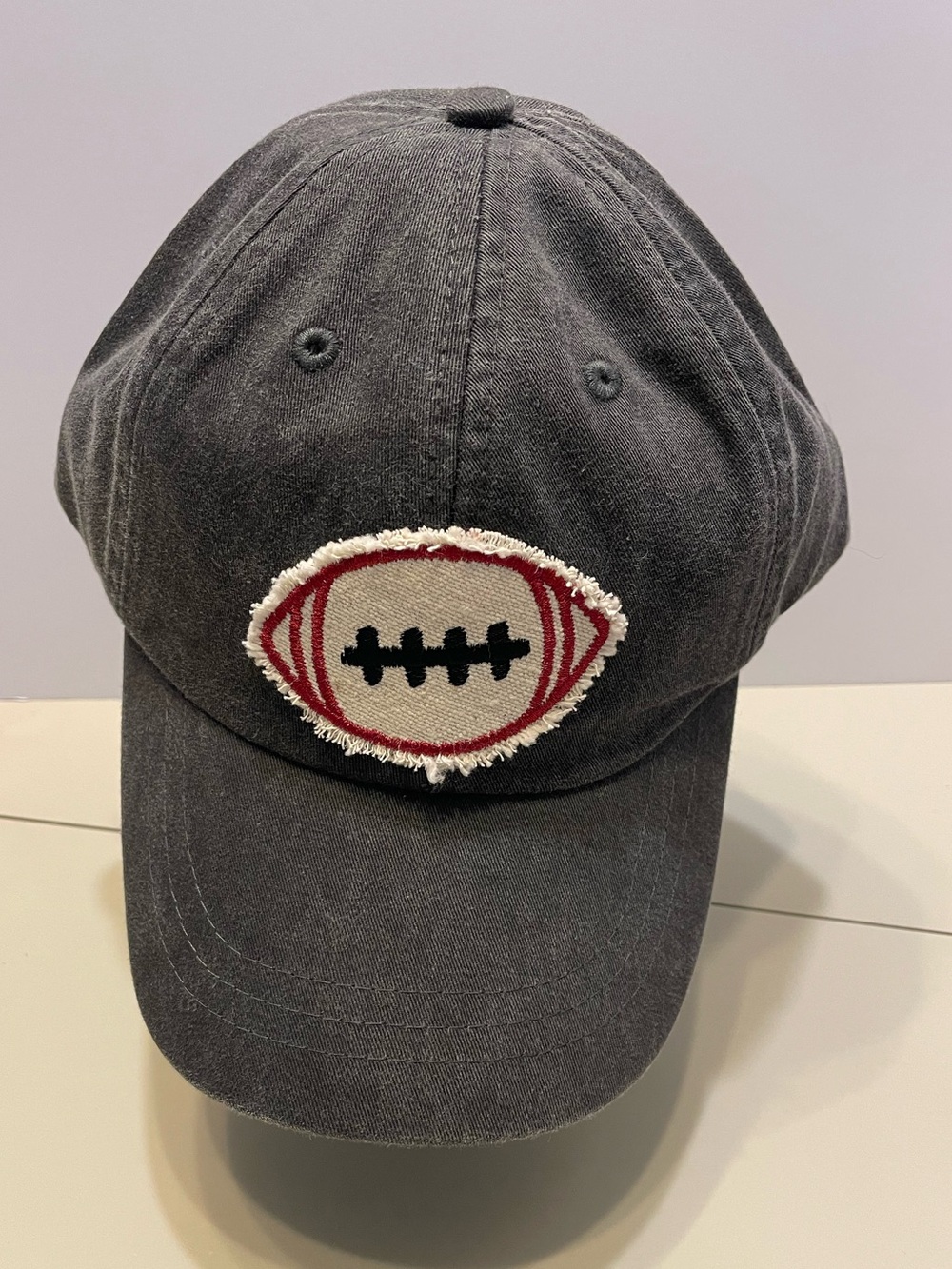 Ball Cap Hat Football Patch Gray - Adjustable